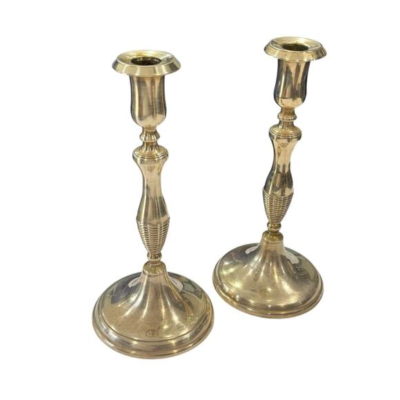 Heavy brass  Candlestick Holders 9.5” - Picture 1 of 7